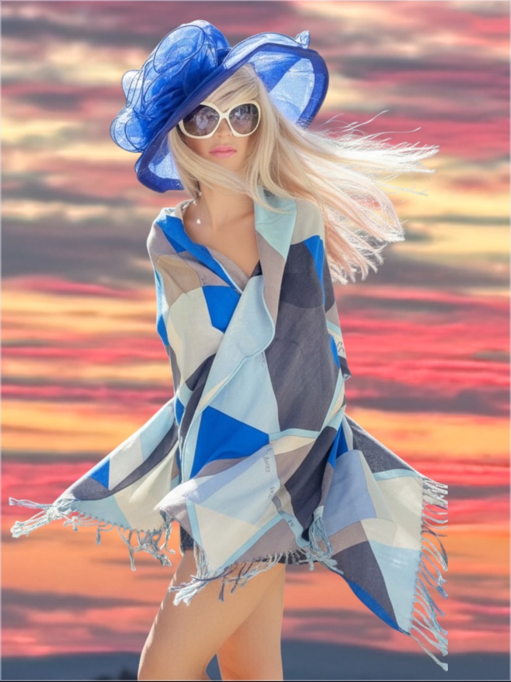 Emilio Pucci Purple Geometric Print Scarf Triangle Scarf